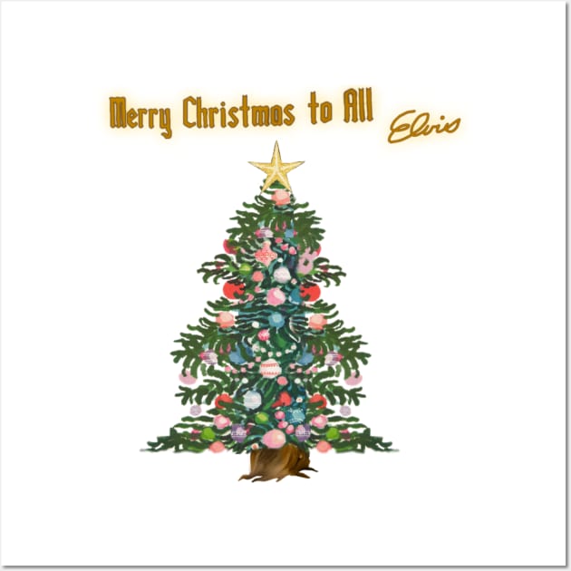Merry Christmas to all - Elvis with tree Wall Art by Elvis In Leather
